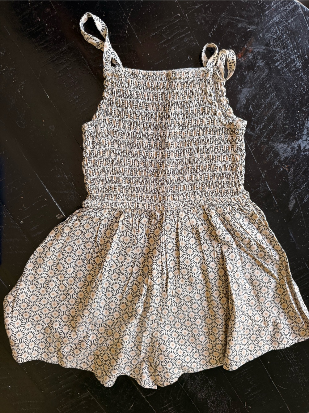 Carter’s Smocked Floral Tank Romper Dress - Cream Floral